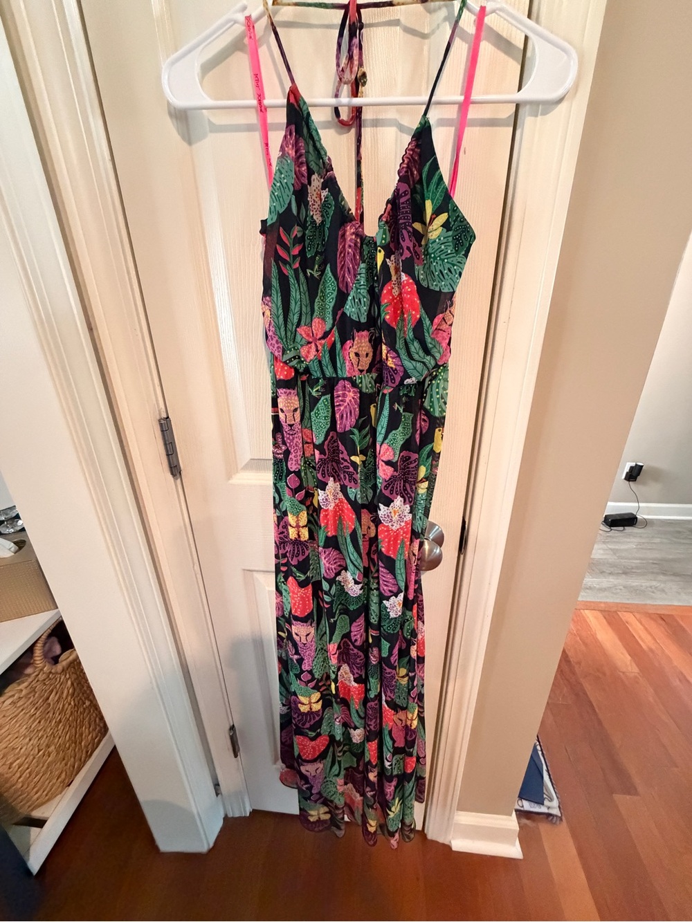 Betsey Johnson Black Tropical halter Maxi Dress